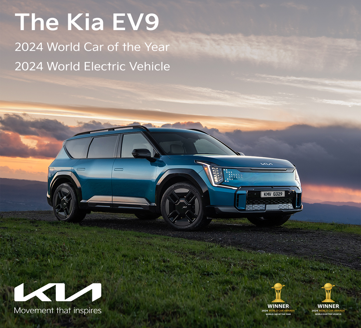 1.The Kia EV9純電智慧旗艦LSUV勇奪「世界年度風雲車」&「世界年度電動車」雙冠殊榮！